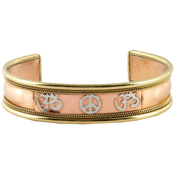 Edel, Armband, Armreif, Peace, Peace Symbol, Armreif Peace, Armband AUM, Armreif Om, Schmuck, Modeschmuck, Koralle, Messing, Kupfer, Tibetsilber, Tibet, Nepal, Indien, Goa