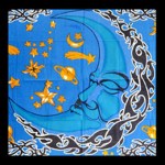 SingleSize Decke Tuch blauer Mond mit Planeten