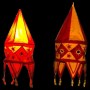 INDIA Madras StoffLampe rund Orangerot SMALL