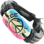 LEDER ArmBand I PEACE und LOVE braun schwarz
