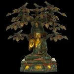 50cm edle SchreinFigur Erleuchteter Buddha Messing goldgrün